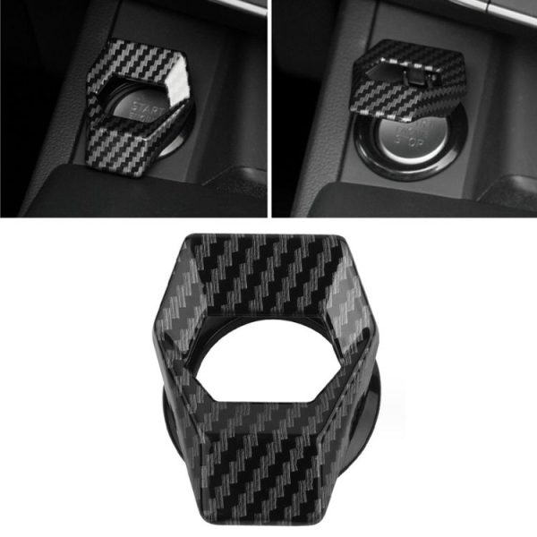 Car One-button Start Decorative Ring Knob Type Ignition Device Protective Cover (Carbon Fiber)