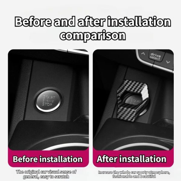 Car One-button Start Decorative Ring Knob Type Ignition Device Protective Cover (Carbon Fiber) - Image 6