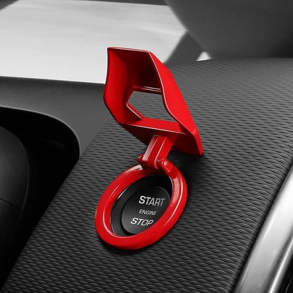 Car One-button Start Decorative Ring Knob Type Ignition Device Protective Cover (Carbon Fiber) - Image 8