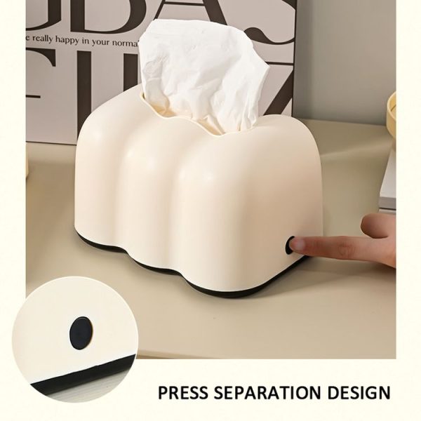 Cloud Tissue Box Tabletop Cream Style Wall Hanging Plastic Napkins Holder (White) - Image 3