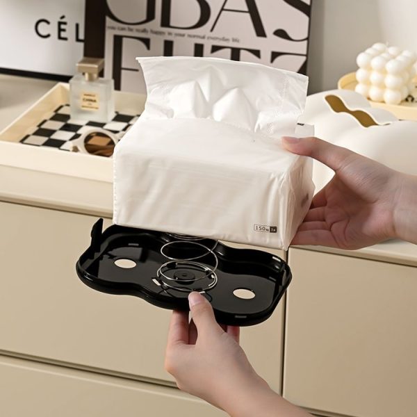 Cloud Tissue Box Tabletop Cream Style Wall Hanging Plastic Napkins Holder (White) - Image 4