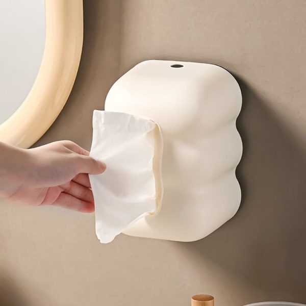 Cloud Tissue Box Tabletop Cream Style Wall Hanging Plastic Napkins Holder (White) - Image 6