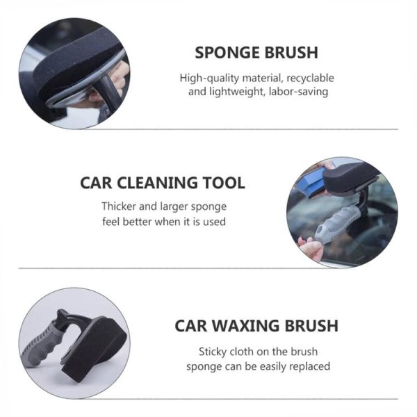 Durable Car Tire Waxing Curved Sponge Brush (Sponge+Handle) - Image 3