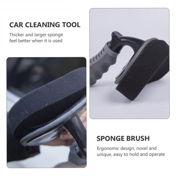 Durable Car Tire Waxing Curved Sponge Brush (Sponge+Handle) - Image 4