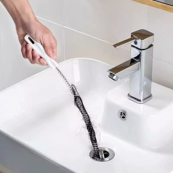 4pcs Pipe Brush Household Hair Cleaning Anti-Blockage Cleaning Rod Multi-Function Drainage Tools (White) - Image 10