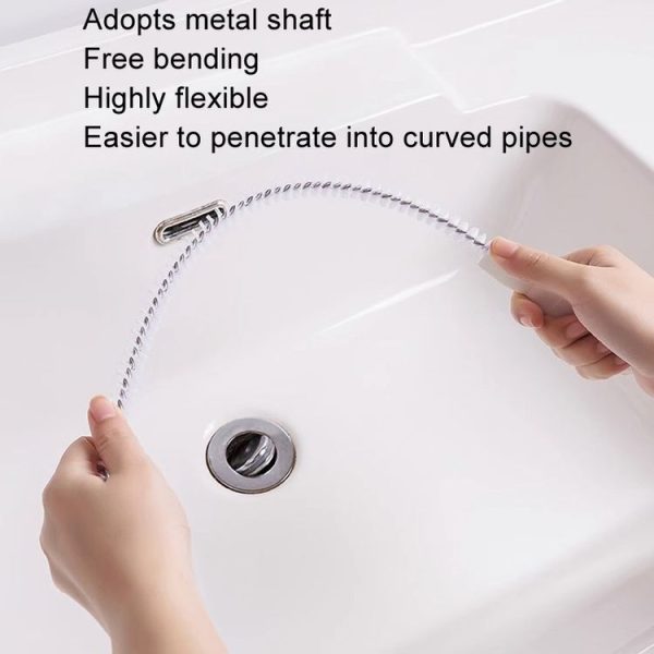 4pcs Pipe Brush Household Hair Cleaning Anti-Blockage Cleaning Rod Multi-Function Drainage Tools (White) - Image 3