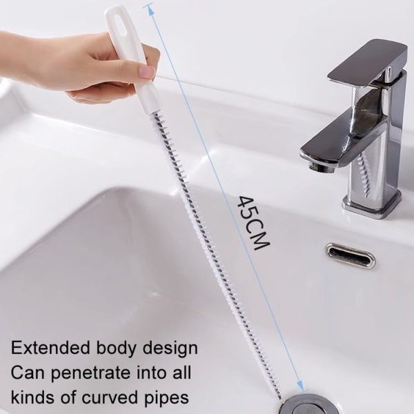4pcs Pipe Brush Household Hair Cleaning Anti-Blockage Cleaning Rod Multi-Function Drainage Tools (White) - Image 4