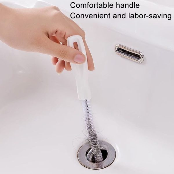 4pcs Pipe Brush Household Hair Cleaning Anti-Blockage Cleaning Rod Multi-Function Drainage Tools (White) - Image 5