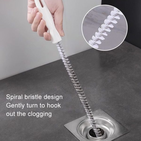 4pcs Pipe Brush Household Hair Cleaning Anti-Blockage Cleaning Rod Multi-Function Drainage Tools (White) - Image 7