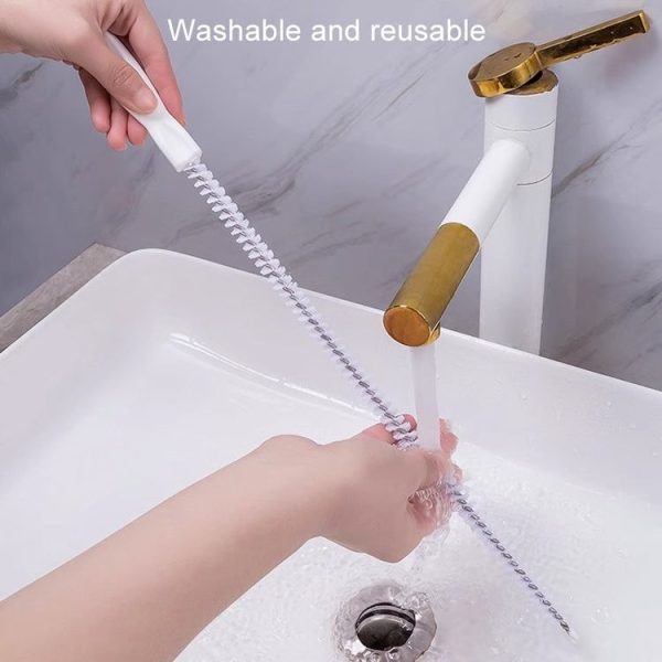 4pcs Pipe Brush Household Hair Cleaning Anti-Blockage Cleaning Rod Multi-Function Drainage Tools (White) - Image 8