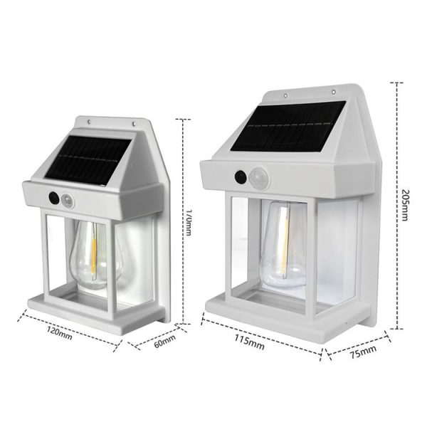 Solar Outdoor Tungsten Wall Light 3 Modes Body Sensing Waterproof Garden Villa Night Light, Spec: Regular Black - Image 2