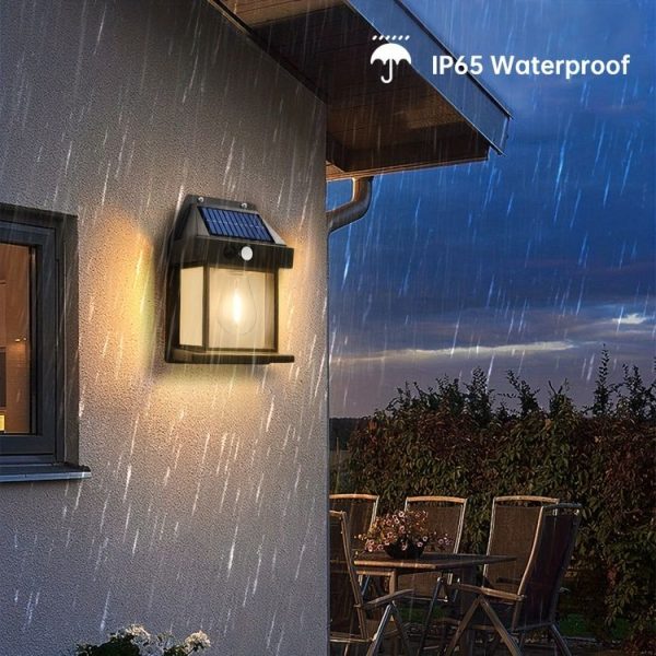 Solar Outdoor Tungsten Wall Light 3 Modes Body Sensing Waterproof Garden Villa Night Light, Spec: Regular Black - Image 7