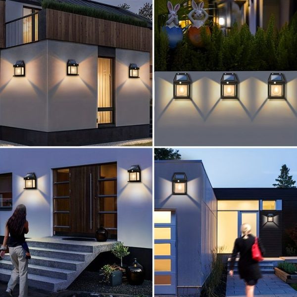 Solar Outdoor Tungsten Wall Light 3 Modes Body Sensing Waterproof Garden Villa Night Light, Spec: Regular Black - Image 8
