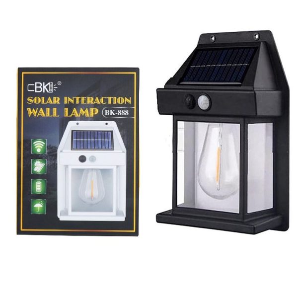 Solar Outdoor Tungsten Wall Light 3 Modes Body Sensing Waterproof Garden Villa Night Light, Spec: Regular Black - Image 9