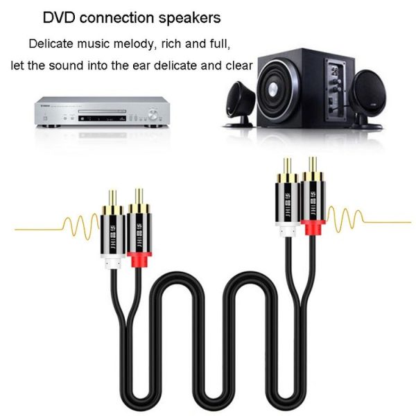 JINGHUA 2RCA Double Lotus Plug Audio Cable Left / Right Channel Stereo Amplifier Connection Wire, Length: 1.5m - Image 9