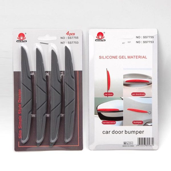SHANSHI 4pcs / Pack 7753 Car Door Anti-Collision Silicone Strip Bumper Mirror Thickening Decorative Stickers (Black) - Image 11
