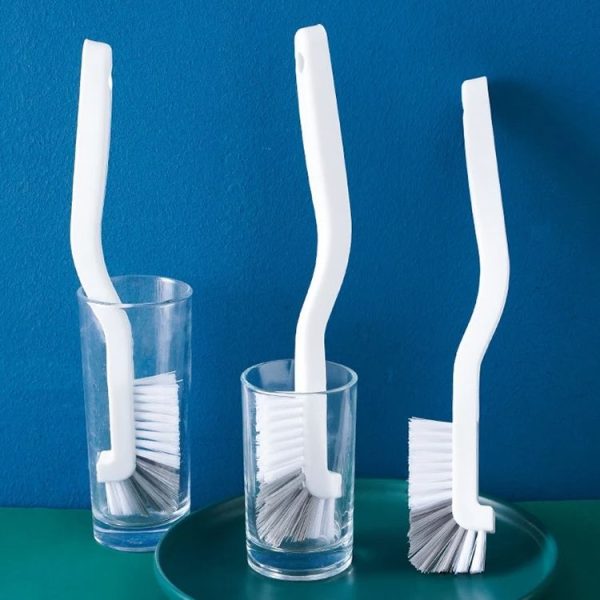 3pcs Cup Brush Cleaning Crayfish Brush Long Handle Hard Hair Multi-Function Cleaning Brush (Gray White) - Image 2