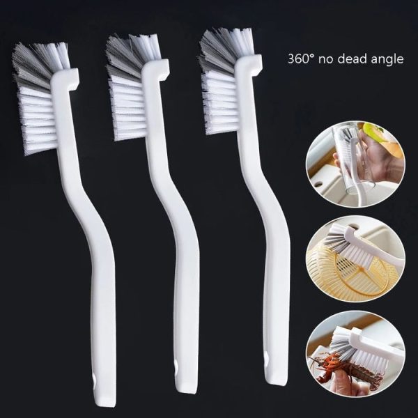 3pcs Cup Brush Cleaning Crayfish Brush Long Handle Hard Hair Multi-Function Cleaning Brush (Gray White) - Image 3