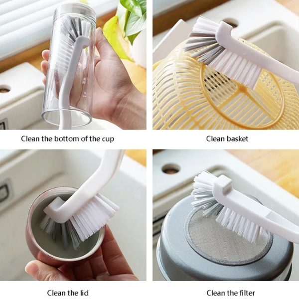 3pcs Cup Brush Cleaning Crayfish Brush Long Handle Hard Hair Multi-Function Cleaning Brush (Gray White) - Image 9