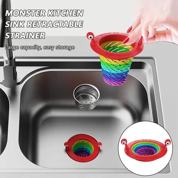 Retractable Rainbow Monster Universal Floor Drain Kitchen Sink Strainer (110x118mm) - Image 5