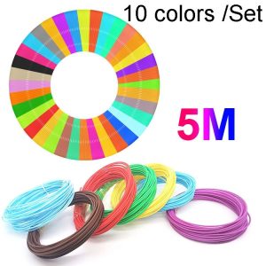 10colors / Set PCL 5m 3D Printing Pen Consumables 1.75mm High Tough Line Material Environmental Raw Material Printing Silk Thread