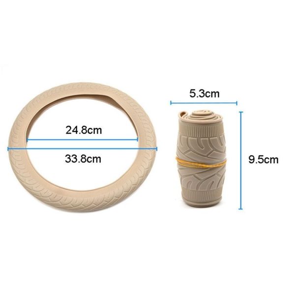 36cm-40cm Diameter Steering Wheel Car Silicone Protective Cover Wear Resistant Non-Slip Tire Pattern Driving Grip Sleeve (Black) - Image 2