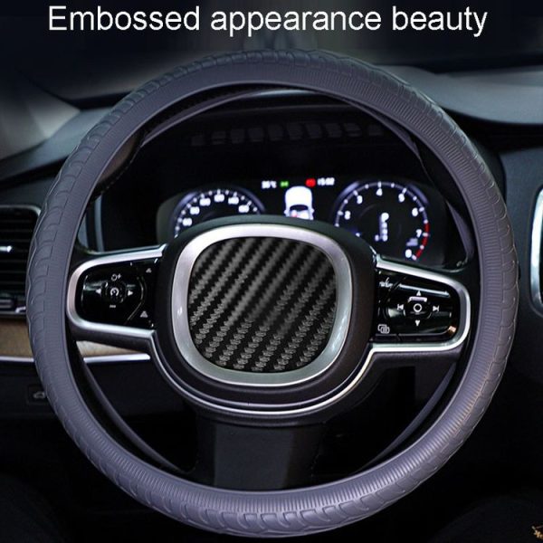 36cm-40cm Diameter Steering Wheel Car Silicone Protective Cover Wear Resistant Non-Slip Tire Pattern Driving Grip Sleeve (Black) - Image 6