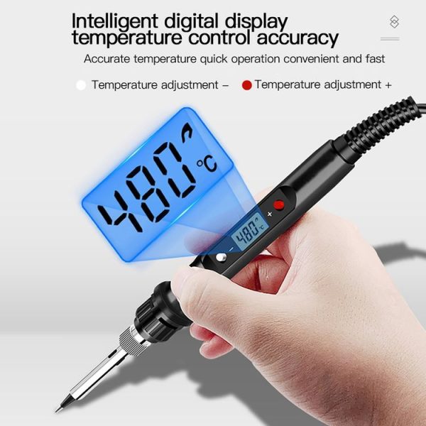 10pcs / Set 80W Internal Heating Welding Digital Display Soldering Iron Temperature Adjustment Set, Model: Black EU Plug - Image 11