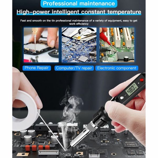 10pcs / Set 80W Internal Heating Welding Digital Display Soldering Iron Temperature Adjustment Set, Model: Black EU Plug - Image 12