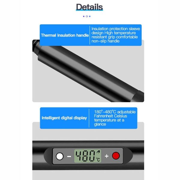 10pcs / Set 80W Internal Heating Welding Digital Display Soldering Iron Temperature Adjustment Set, Model: Black EU Plug - Image 8