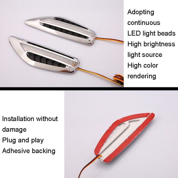 2pcs Car Fender Blade Dynamic Side Marker Lights 12V LED High Bright Daytime Running Lights (Red) - Image 4