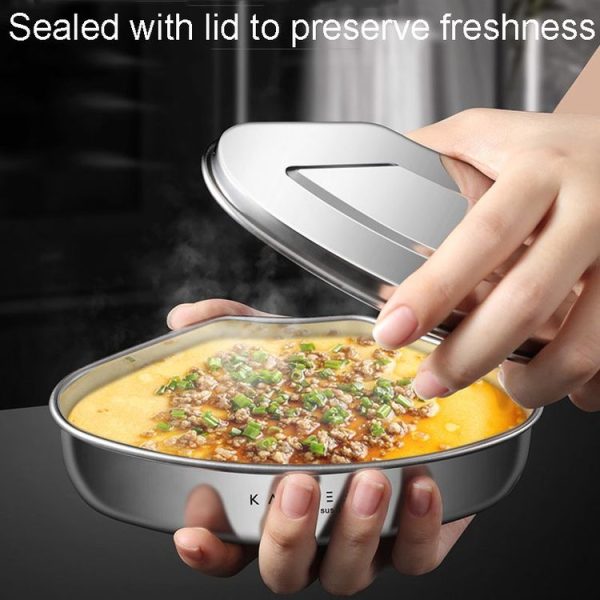 Kacheeg Stainless Steel Fan-Shaped Steamer Tray Household Childrens Supplementary Food Steampak, Specification: Steamed Box - Image 6