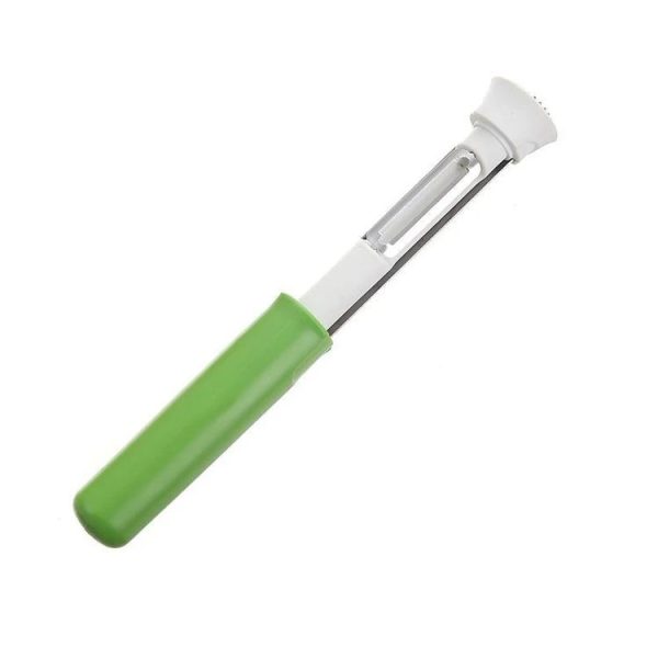 2 In 1 Fruit Peeling & Core Pumping Tool Stainless Steel Vegetable Corer (Green White)