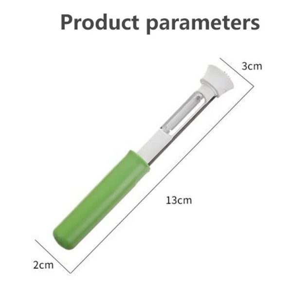 2 In 1 Fruit Peeling & Core Pumping Tool Stainless Steel Vegetable Corer (Green White) - Image 3