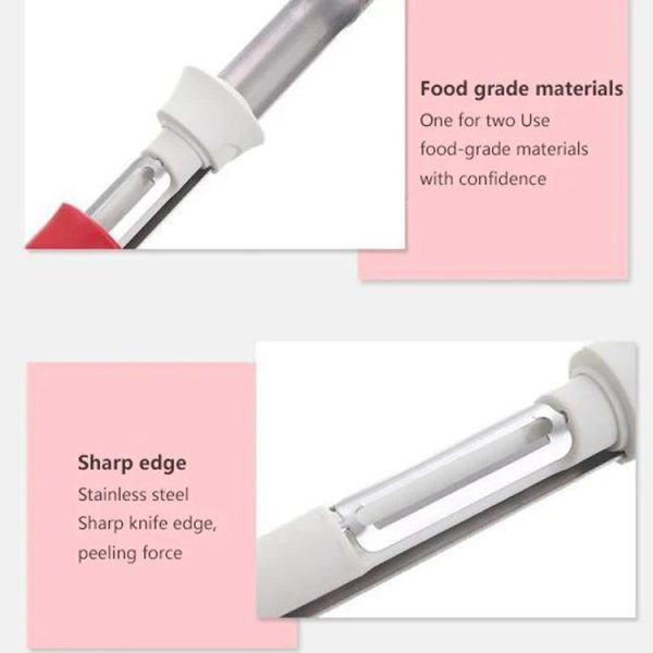2 In 1 Fruit Peeling & Core Pumping Tool Stainless Steel Vegetable Corer (Green White) - Image 4
