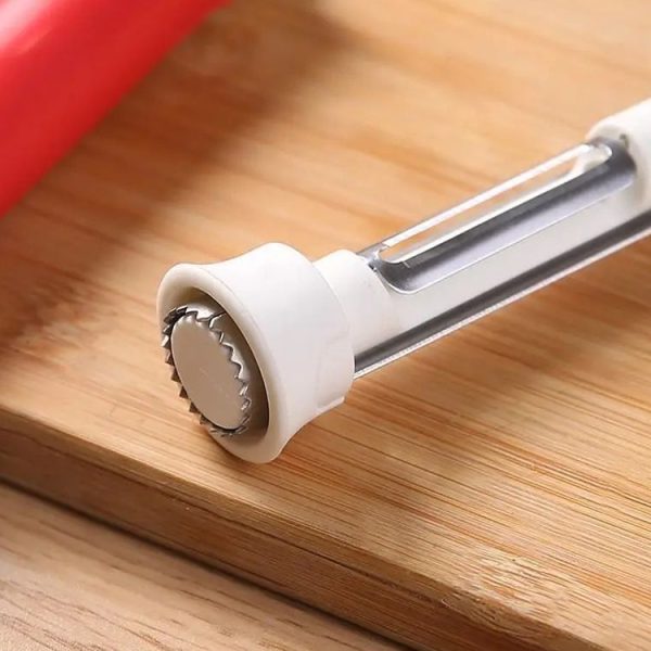 2 In 1 Fruit Peeling & Core Pumping Tool Stainless Steel Vegetable Corer (Green White) - Image 6