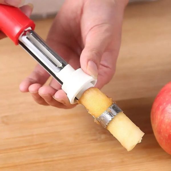 2 In 1 Fruit Peeling & Core Pumping Tool Stainless Steel Vegetable Corer (Green White) - Image 7