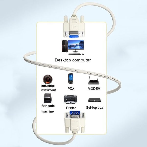 JINGHUA B110 Male To Female DB Cable RS232 Serial COM Cord Printer Device Connection Line, Size: 1.5m (Beige) - Image 3
