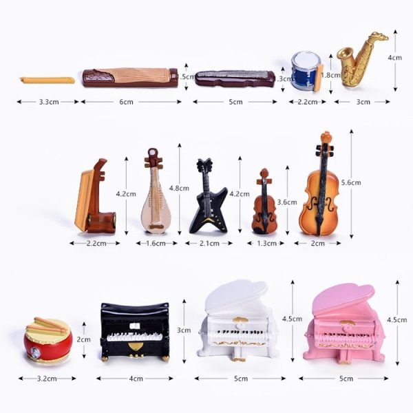 5pcs Micro Landscape Simulation Musical Instrument Resin Ornament Miniature Desktop Decoration, Style: No.1 Bow - Image 2