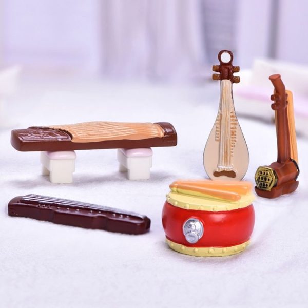 5pcs Micro Landscape Simulation Musical Instrument Resin Ornament Miniature Desktop Decoration, Style: No.1 Bow - Image 3