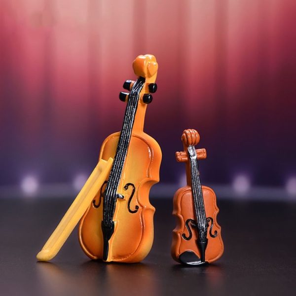 5pcs Micro Landscape Simulation Musical Instrument Resin Ornament Miniature Desktop Decoration, Style: No.1 Bow - Image 4