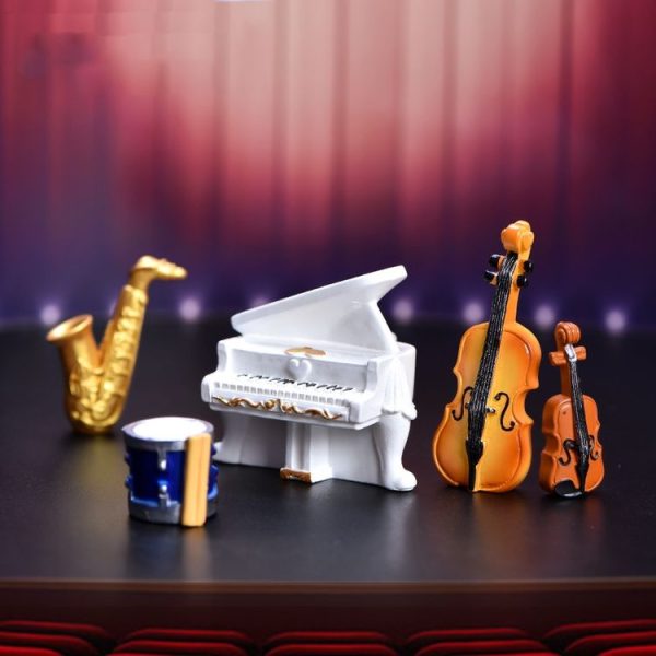 5pcs Micro Landscape Simulation Musical Instrument Resin Ornament Miniature Desktop Decoration, Style: No.1 Bow - Image 5