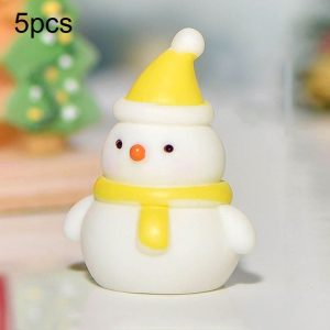 5pcs Christmas Micro Landscape Snowscape Decoration Accessories Christmas Resin Ornament, Style: No.2 Yellow Hat Snowman