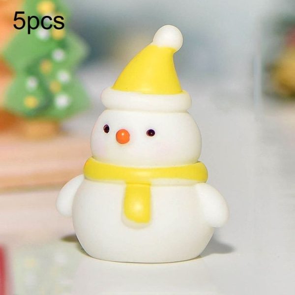 5pcs Christmas Micro Landscape Snowscape Decoration Accessories Christmas Resin Ornament, Style: No.2 Yellow Hat Snowman