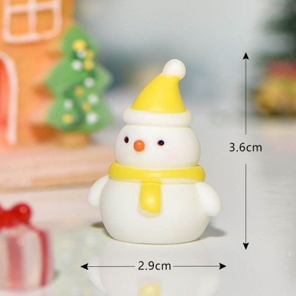 5pcs Christmas Micro Landscape Snowscape Decoration Accessories Christmas Resin Ornament, Style: No.2 Yellow Hat Snowman - Image 2