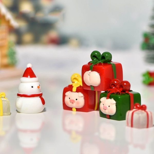 5pcs Christmas Micro Landscape Snowscape Decoration Accessories Christmas Resin Ornament, Style: No.2 Yellow Hat Snowman - Image 4