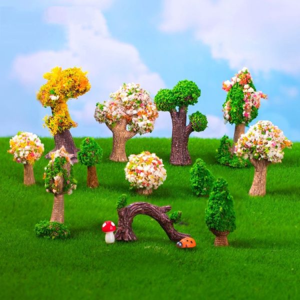 5pcs Micro-Landscape Simulated Green Trees Flowers DIY Gardening Ecological Ornaments, Style: No. 5 Fat Tree - Image 4