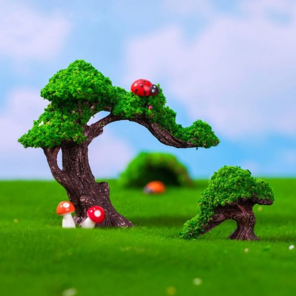5pcs Micro-Landscape Simulated Green Trees Flowers DIY Gardening Ecological Ornaments, Style: No. 5 Fat Tree - Image 5