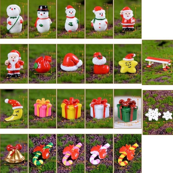 5pcs Christmas Decorations Resin Crafts Gifts Home Decorations Small Ornaments, Style: No.1 Snowman - Image 2