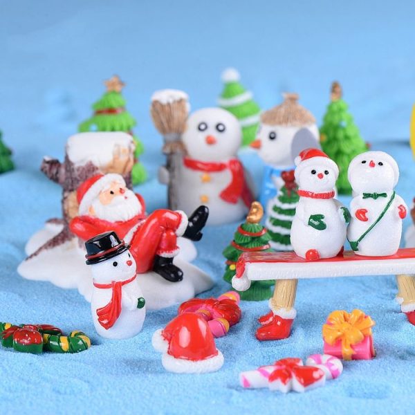 5pcs Christmas Decorations Resin Crafts Gifts Home Decorations Small Ornaments, Style: No.1 Snowman - Image 3